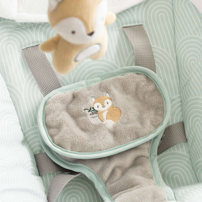 Ingenuity AnyWay Sway multi-direction baby swing with fox toy and foldable design