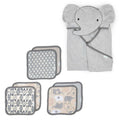 Ingenuity Clean & Cuddly Hooded Character Towel - Grazer & Clean & Cuddly 6-Pack Terry Washcloth Set - Grazer & Clean