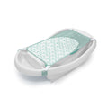 Ingenuity Comfy Clean Deluxe newborn to toddler baby bather with fabric sling, padded support, and parent tray