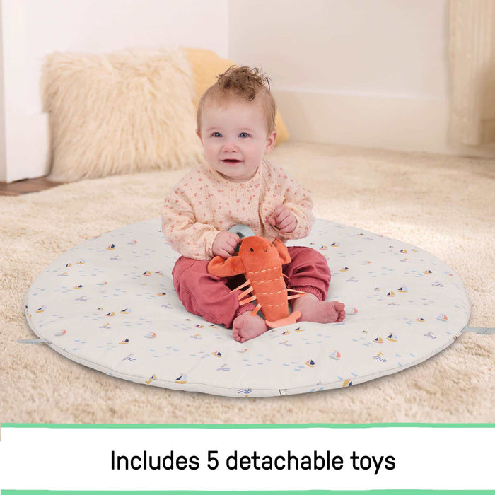Ingenuity Cozy Spot Duvet Activity Gym with Self-Storage, Machine Washable Mat, Harbor Haven