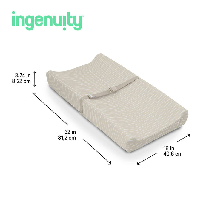 Ingenuity CozyClean Changing Pad, Wipeable Vinyl Surface, Removable Machine-Washable Cover, Fits Most Changing Tables - Taupe