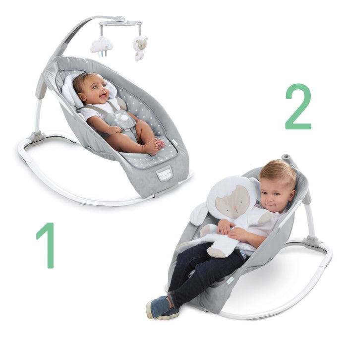 Ingenuity Cuddle Lamb Rocking Seat for newborn to toddler with plush toys and reclining positions