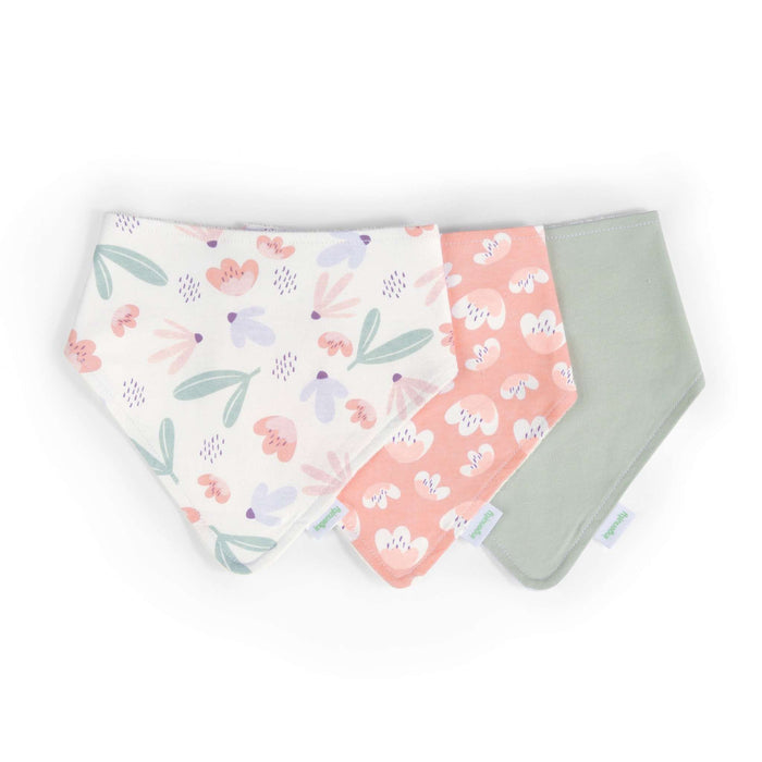 Ingenuity Easy Eater 3-pack baby bandana cotton drool bibs with floral prints and easy-to-fasten closures