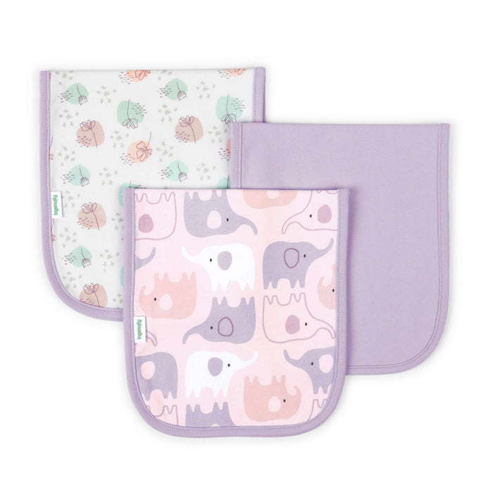 Ingenuity Easy Eater 3-pack soft cotton baby burp cloths with absorbent knit terry back and animal print designs