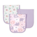 Ingenuity Easy Eater 3-pack soft cotton baby burp cloths with absorbent knit terry back and animal print designs