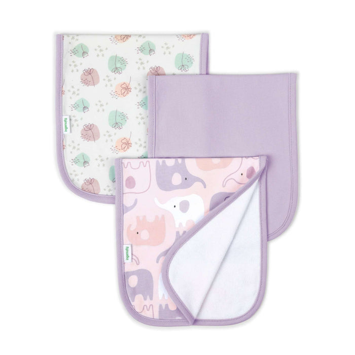 Ingenuity Easy Eater 3-pack soft absorbent cotton baby burp cloths with animal and nature prints
