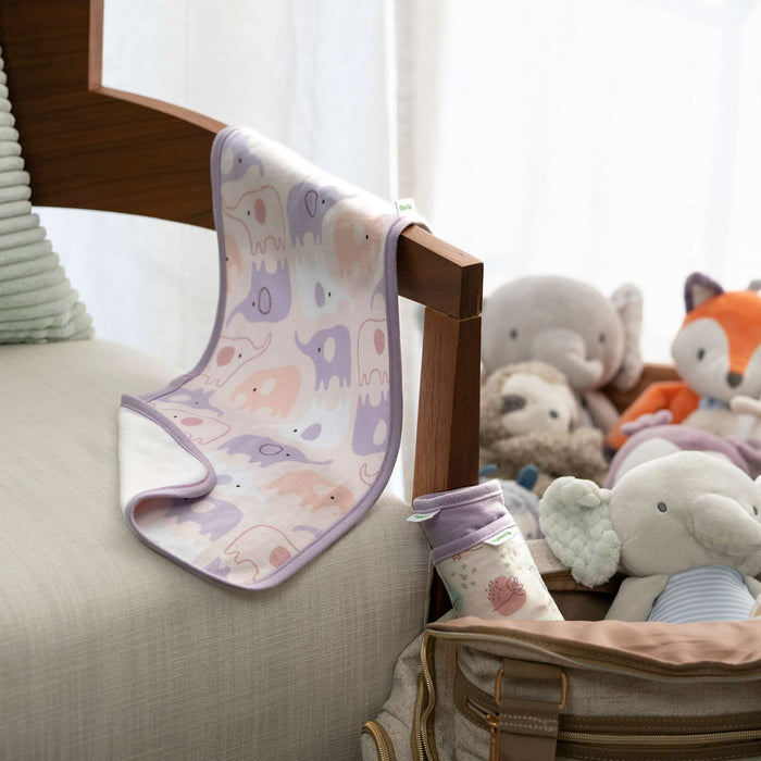 Ingenuity Easy Eater 3-pack soft absorbent 100% cotton terry baby burp cloths with animal print and nature theme