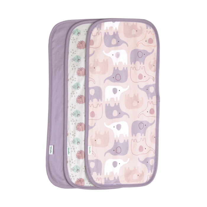Ingenuity Easy Eater 3-pack soft absorbent cotton baby burp cloths with animal print and terry back