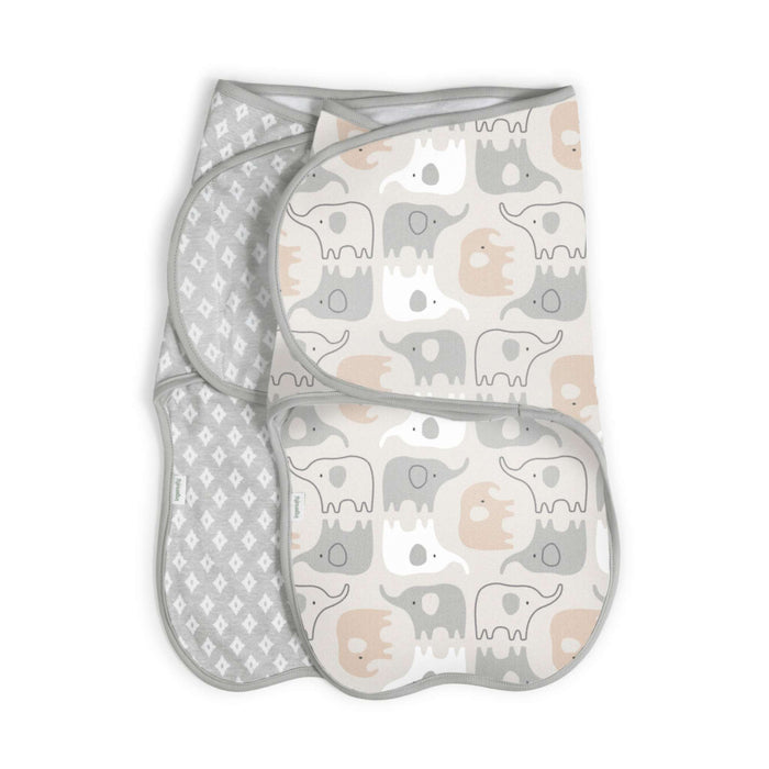 Ingenuity Farewell Fuss adjustable baby swaddle set with elephant pattern for newborns