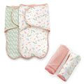 Ingenuity Farewell Fuss Adjustable Easy-Wrap Baby Swaddle 2 Pack - Posy & Comfy Bundle 2-Pack Multi-Use Swaddle Blanket Set - Posy