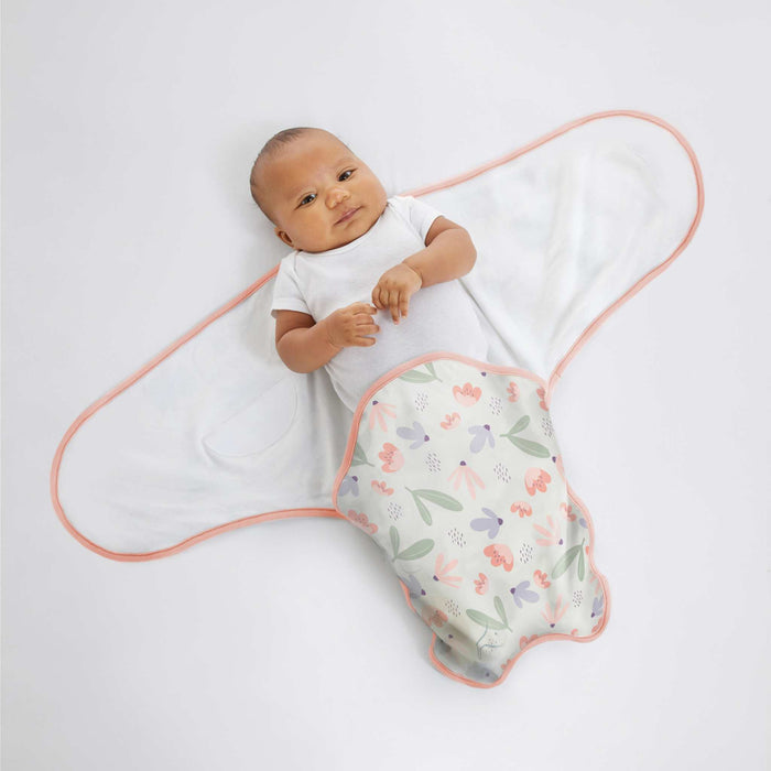Ingenuity Farewell Fuss Adjustable Easy-Wrap Baby Swaddle 2 Pack - Posy & Comfy Bundle 2-Pack Multi-Use Swaddle Blanket Set - Posy