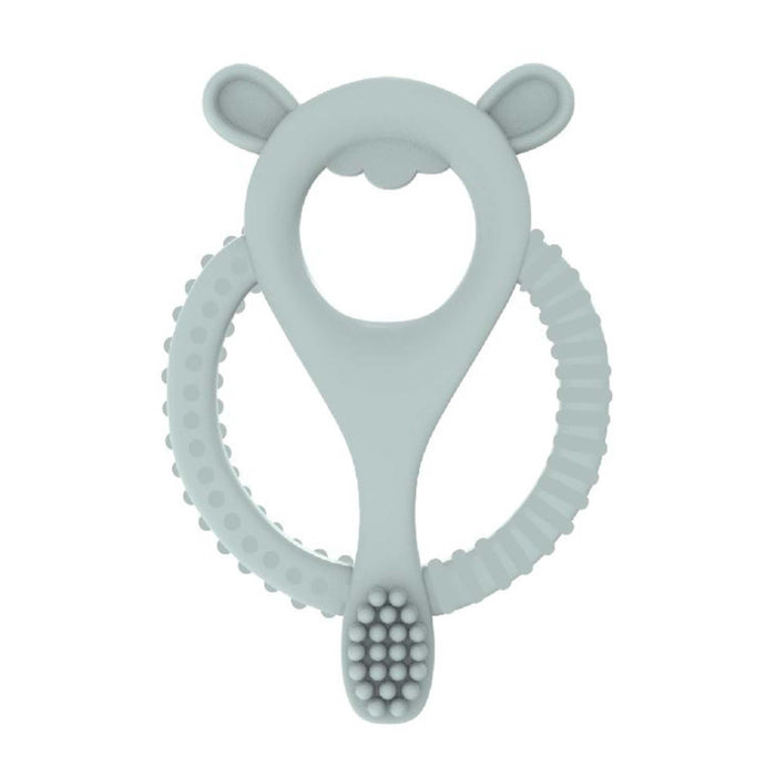 Ingenuity Gum Buddies BPA-free baby teether toy 2-pack with silicone bristles in lamb and bear shapes