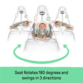 InLighten Soothing Swing with rotating seat, owl-themed design, light-up mobile, and soothing melodies for baby comfort and stimulation