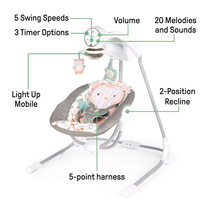 Ingenuity InLighten Soothing Swing - Nally the Owl