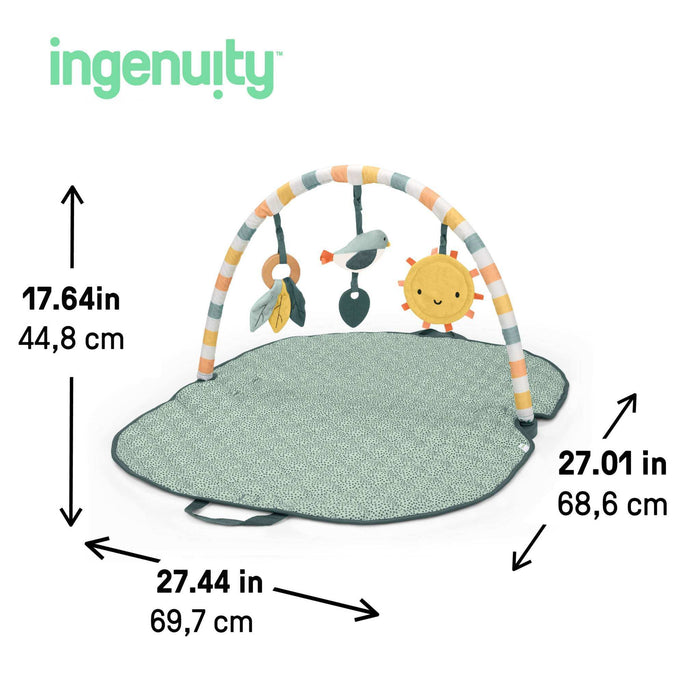 Ingenuity One Bar Baby Gym, Pipers Playspace  3-in-1 Activity Gym with Sensory Toys, Tummy Time Mat, Foldable & Portable, Ages Newborn+