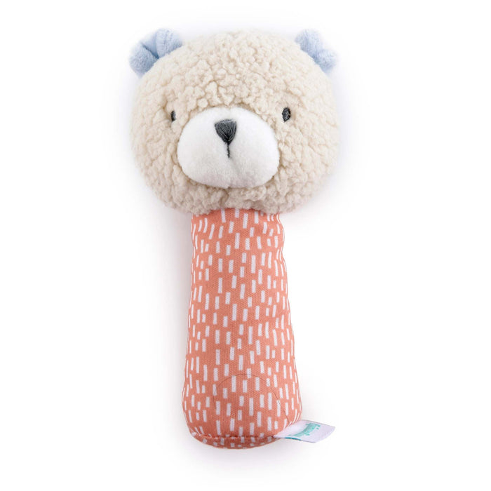 Ingenuity Premium Soft Plush Nate the Teddy Bear handheld baby rattle toy