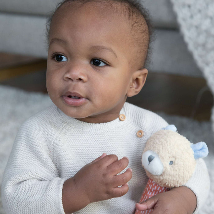 Ingenuity Premium Soft Plush Nate the Teddy Bear handheld baby rattle toy