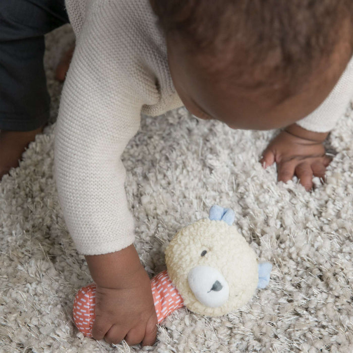 Ingenuity Premium Soft Plush Nate the Teddy Bear handheld baby rattle toy