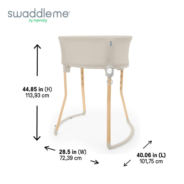 Ingenuity Right Height Adjustable Bassinet for Postpartum Recovery  4 Height Levels, Soothing Vibration, Light & Sound - Sand