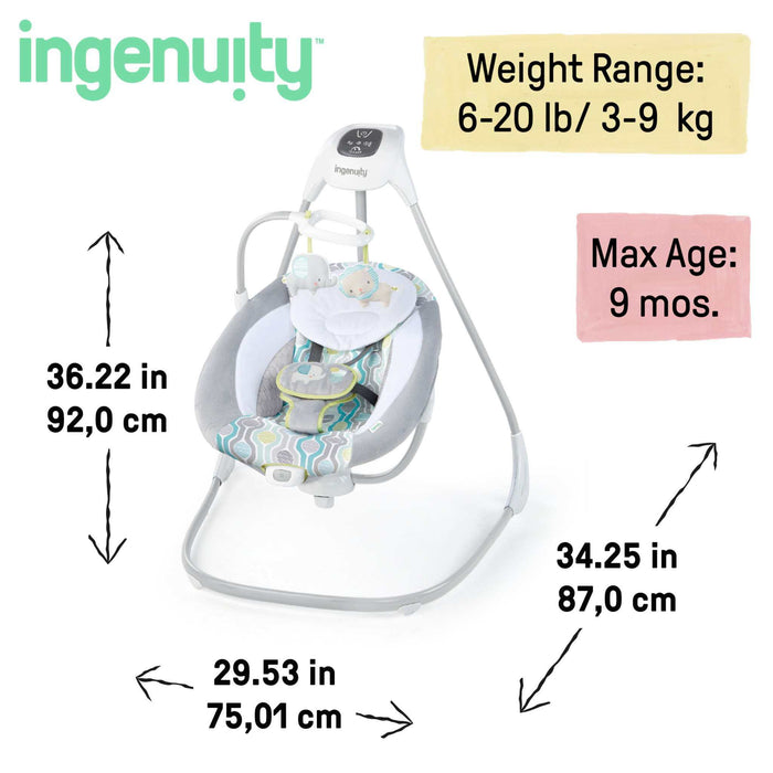 Ingenuity SimpleComfort Multi-Direction Compact Vibrating Baby Swing, Everston