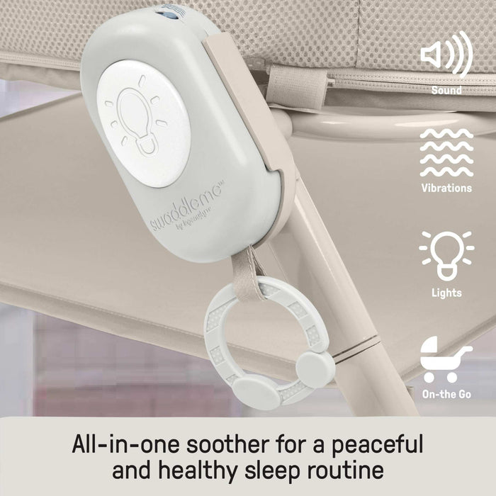 Ingenuity Snooze & Stow Easy-Folding Bassinet with Sound, Light & Vibration - Sand