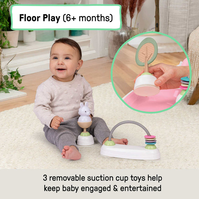 Ingenuity Step & Sprout 3-in-1 Foldable Baby Activity Walker with Removable Toys Ages 6 months +, First Forest - Pink
