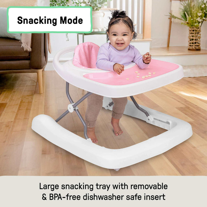 Ingenuity Step & Sprout 3-in-1 Foldable Baby Activity Walker with Removable Toys Ages 6 months +, First Forest - Pink