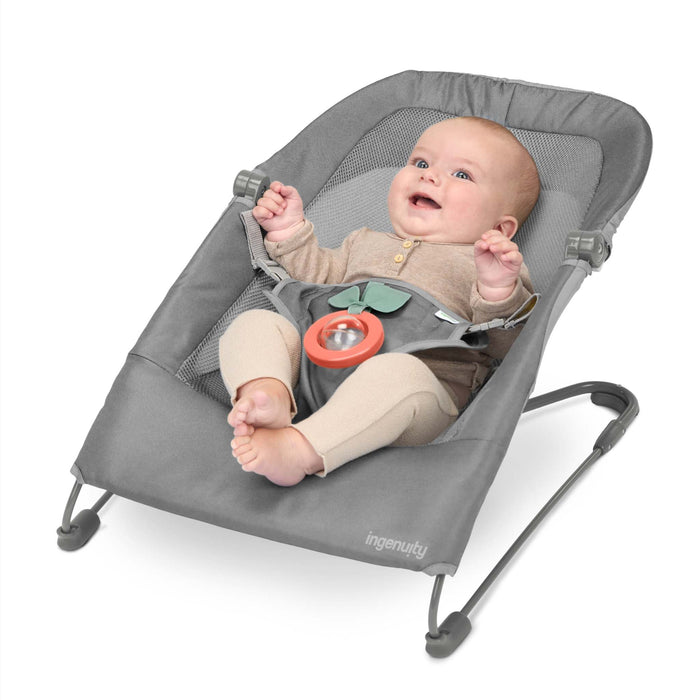 Stow & Go Compact Folding Bouncer lightweight baby seat with removable toy and carry bag