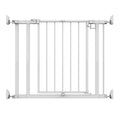 Ingenuity The Doorway 37W Series white metal pet and baby safety gate with Quad Cam-Lock system installed in doorway