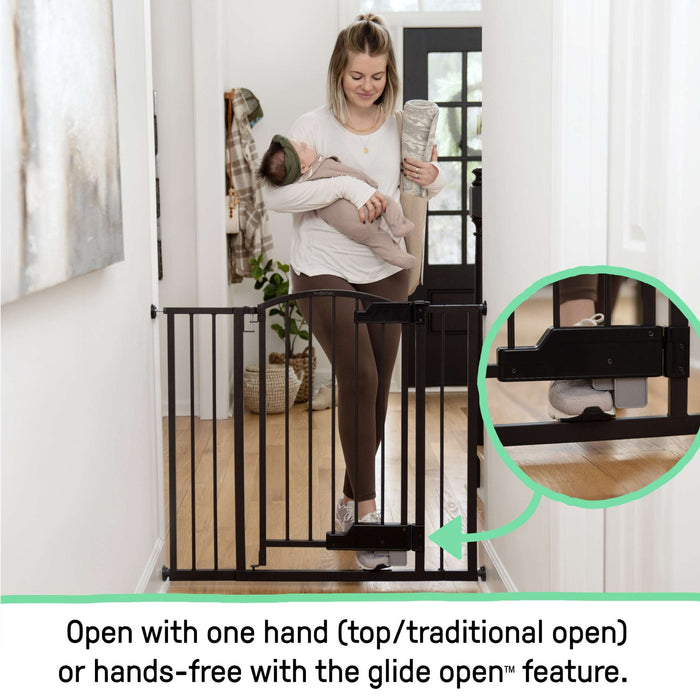 Ingenuity The Thruway 52W Series baby and pet gate with GlideOpen foot pedal, espresso metal finish