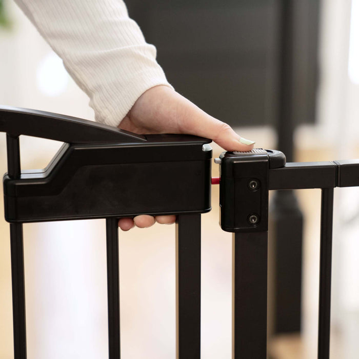 Ingenuity The Thruway 52W Series baby and pet gate with GlideOpen foot pedal and espresso metal finish