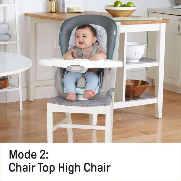 Ingenuity Trio 3-in-1 High Chair in neutral gray with removable tray and washable seat pad for toddlers and babies