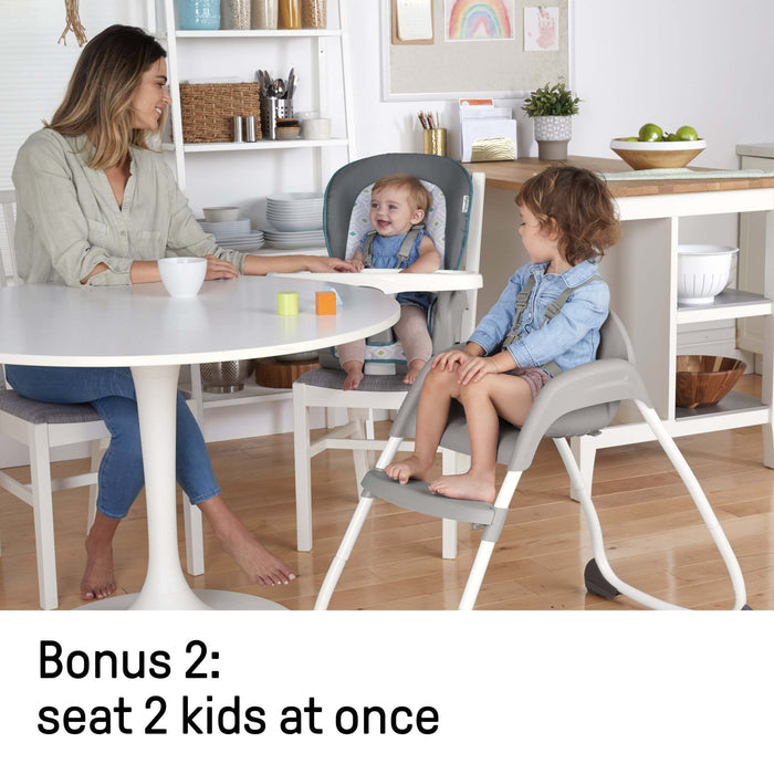 Ingenuity Trio 3-in-1 High Chair in neutral gray with removable tray and washable seat pad for toddlers