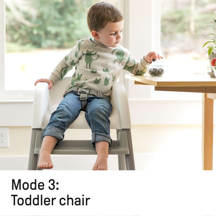 Ingenuity Trio Elite 3-in-1 high chair in slate gray convertible for toddlers with removable tray and washable seat pad