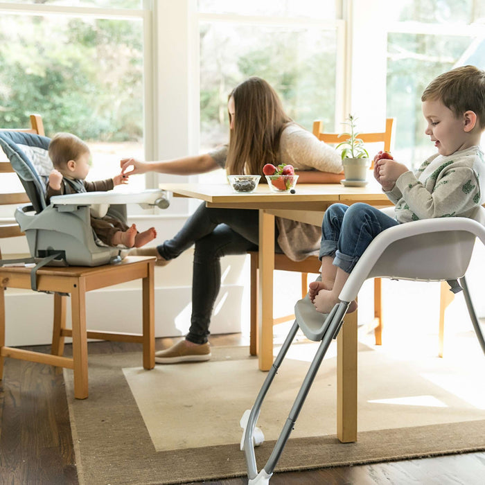 Ingenuity Trio Elite 3-in-1 high chair in slate color with removable tray and washable seat pad