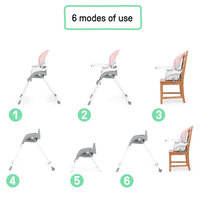 Ingenuity Trio Foldaway 6-in-1 Baby High Chair - Pink