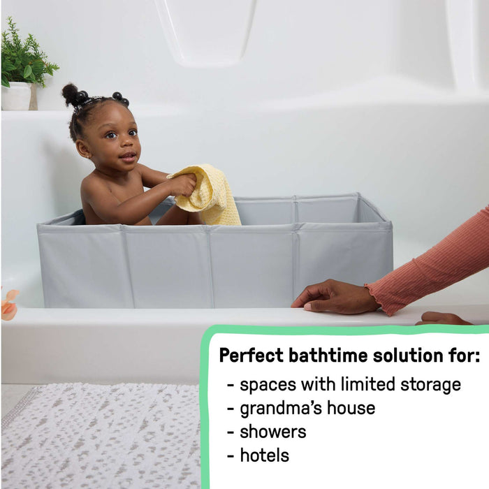 Ingenuity Tuckaway Toddler Tub, Converts Shower to Tub, Folds to Store, 12M-5Y- Grey