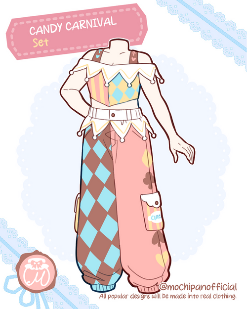 (Interest Check) Clownish Carnival Crop Top & Pants