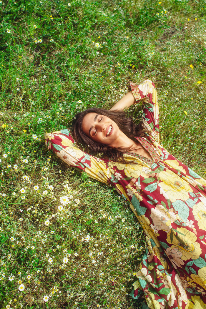 Jamila Cotton Yellow Floral Dress