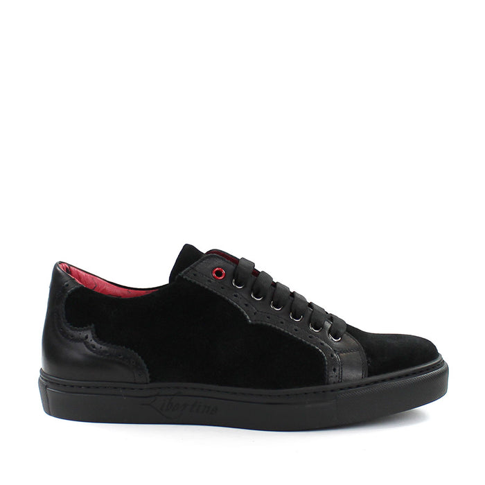 Jeffery West - Apolo Velour Leather Trainers in Black - Nigel Clare