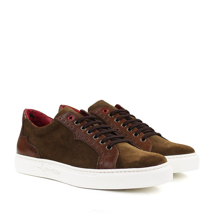 Jeffery West - Apolo Velour Leather Trainers in Cognac - Nigel Clare