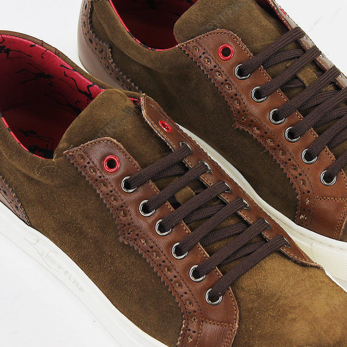 Jeffery West - Apolo Velour Leather Trainers in Cognac - Nigel Clare