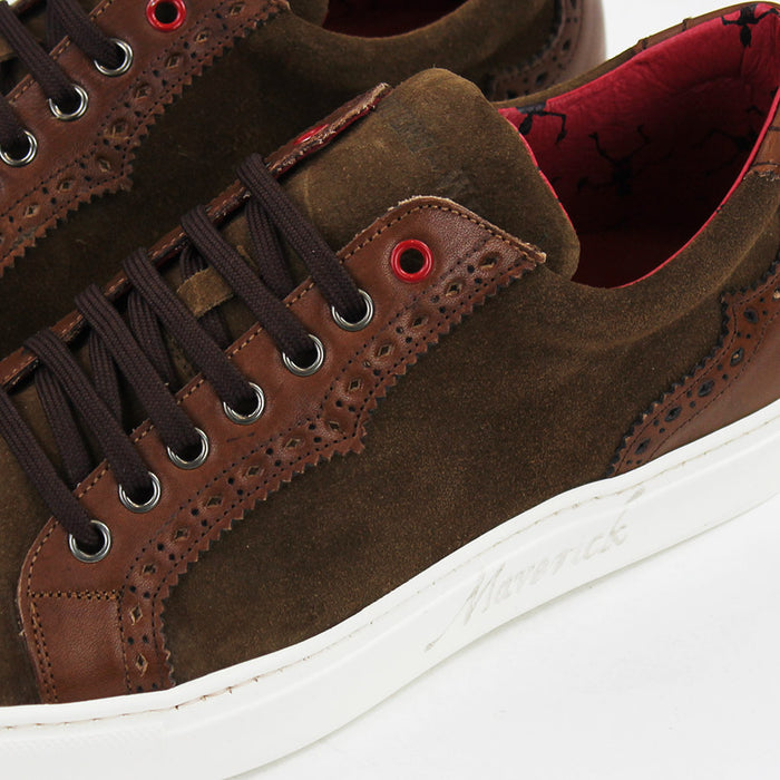 Jeffery West - Apolo Velour Leather Trainers in Cognac - Nigel Clare