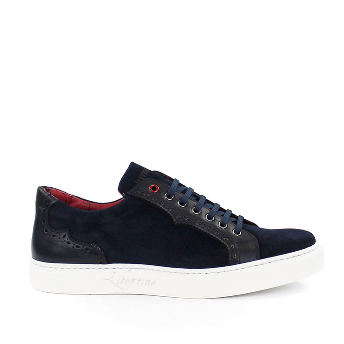 Jeffery West - Apolo Velour Leather Trainers in Navy - Nigel Clare
