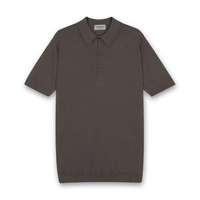 John Smedley - Isis Sea Island Polo in Beige Musk - Nigel Clare
