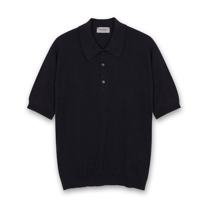 John Smedley - Isis Sea Island Polo in Navy - Nigel Clare