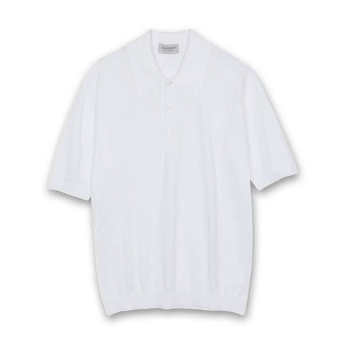 John Smedley - Isis Sea Island Polo in White - Nigel Clare