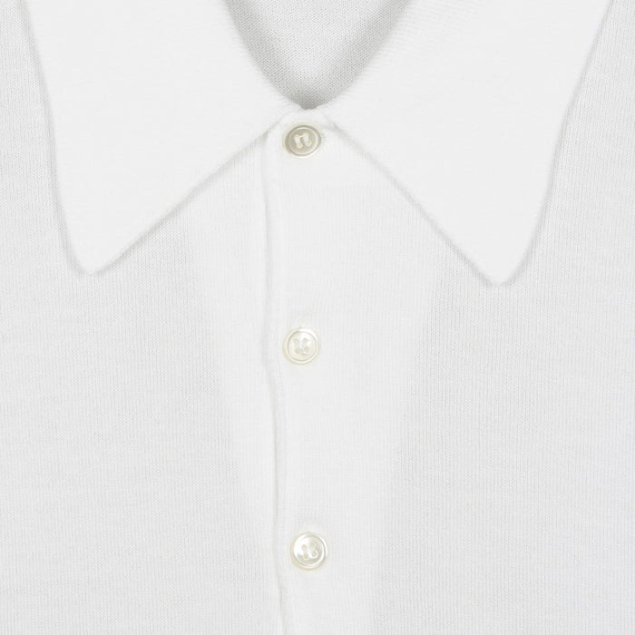 John Smedley - Isis Sea Island Polo in White - Nigel Clare