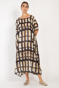 Jomaa Linen Brushstrokes Checks Dress