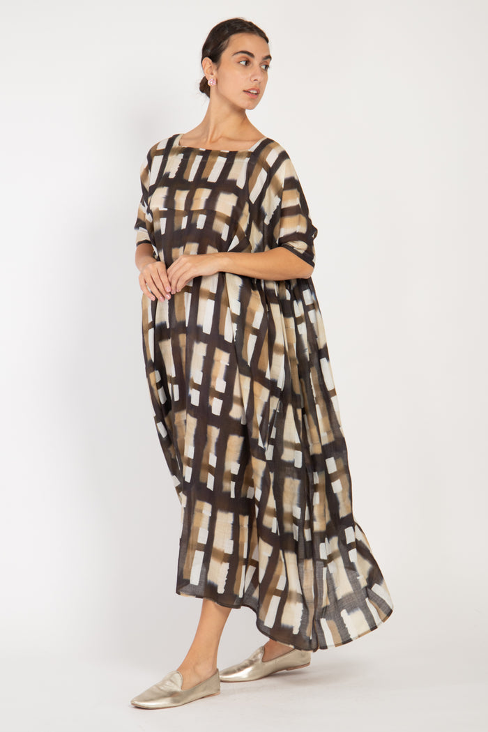 Jomaa Linen Brushstrokes Checks Dress